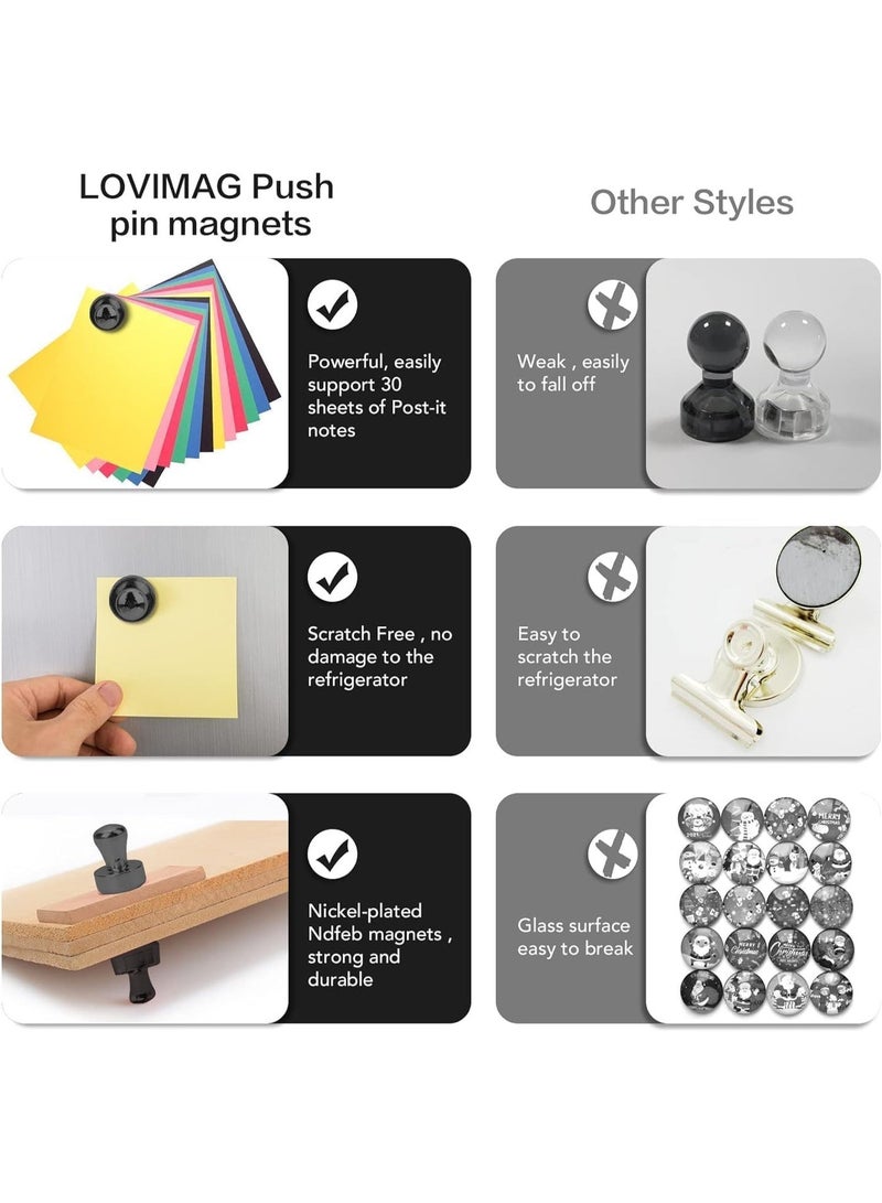 ChicAbode 16pcs مغناطيسات ثلاجة قوية, مغناطيسات ثلاجة سوداء, دبوس مغناطيسات دفع, مغناطيسات لوحة بيضاء قوية, مغناطيسات صغيرة, لخزانة, مطبخ, مكتب, مدرسة, خريطة ديكور, الكبار - Image 3